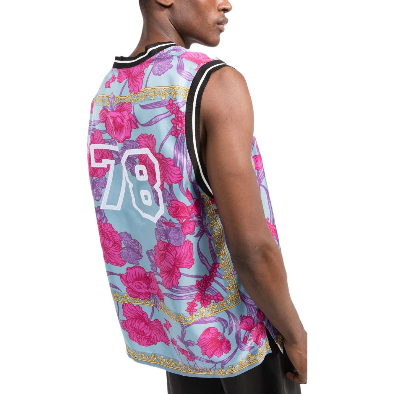 Purchase VERSACE SS22  Baroque Print V-Neck Vest Light Blue 10047081-A032535-V250