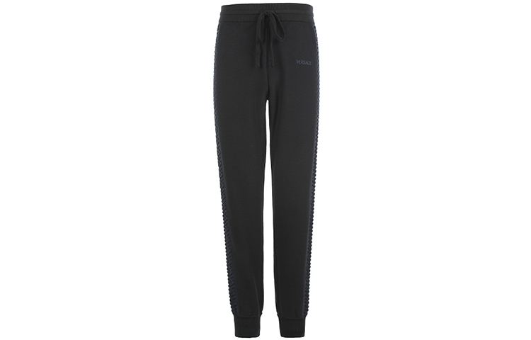 Order VERSACE SS22 Pantalones Jogger Negros de Algodón sólido. 1003616-1A02223-1B000