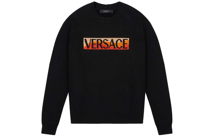 Order VERSACE SS22 黑色圓領標誌印花套頭衫衛衣 1003622-1A02492-1B000