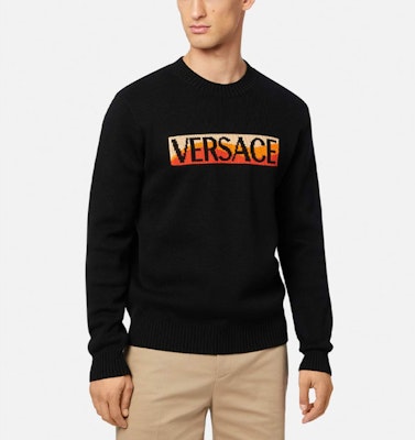 VERSACE SS22 黑色圓領標誌印花套頭衫衛衣 1003622-1A02492-1B000 Purchase VERSACE SS22 黑色圓領標誌印花套頭衫衛衣 1003622-1A02492-1B000