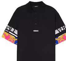 Sizing VERSACE SS22 黑色花卉字母印花短袖POLO襯衫 1006467-1A04465-2B510