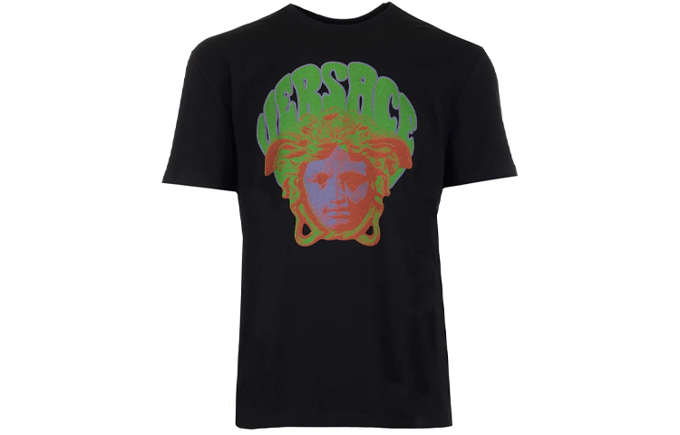 Versace SS22  Black Graphic Print Crewneck T-Shirt. 10039161-A02788-1B000 圖 2