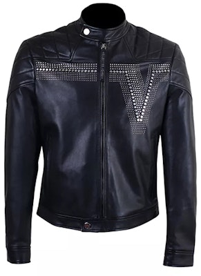 范思哲 SS22 黑色皮革夹克 配铆钉拉链设计. V400275-VP00072-V1008 Order 范思哲 SS22 黑色皮革夹克 配铆钉拉链设计. V400275-VP00072-V1008