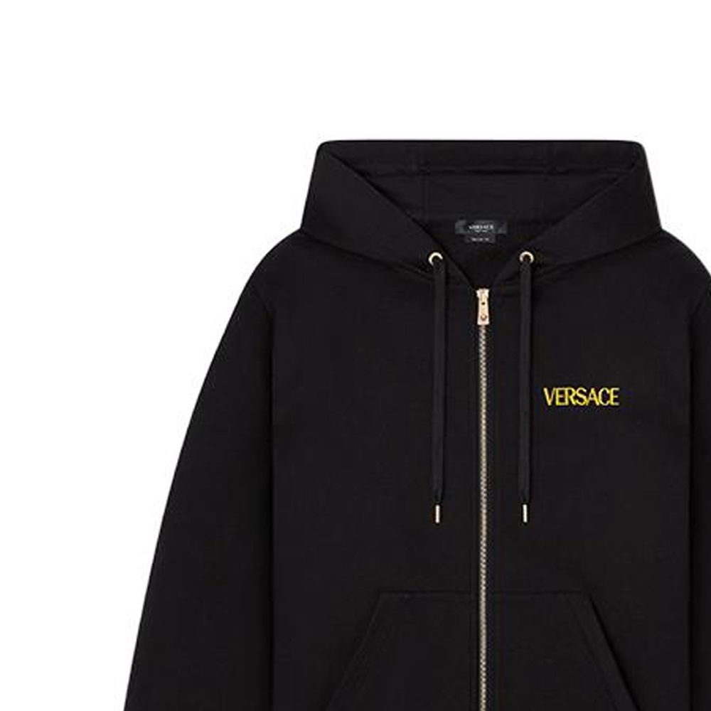 Details for VERSACE SS22  Black Logo Embroidered Zip-Up Sweatshirt 1004014-1A02893-1B000