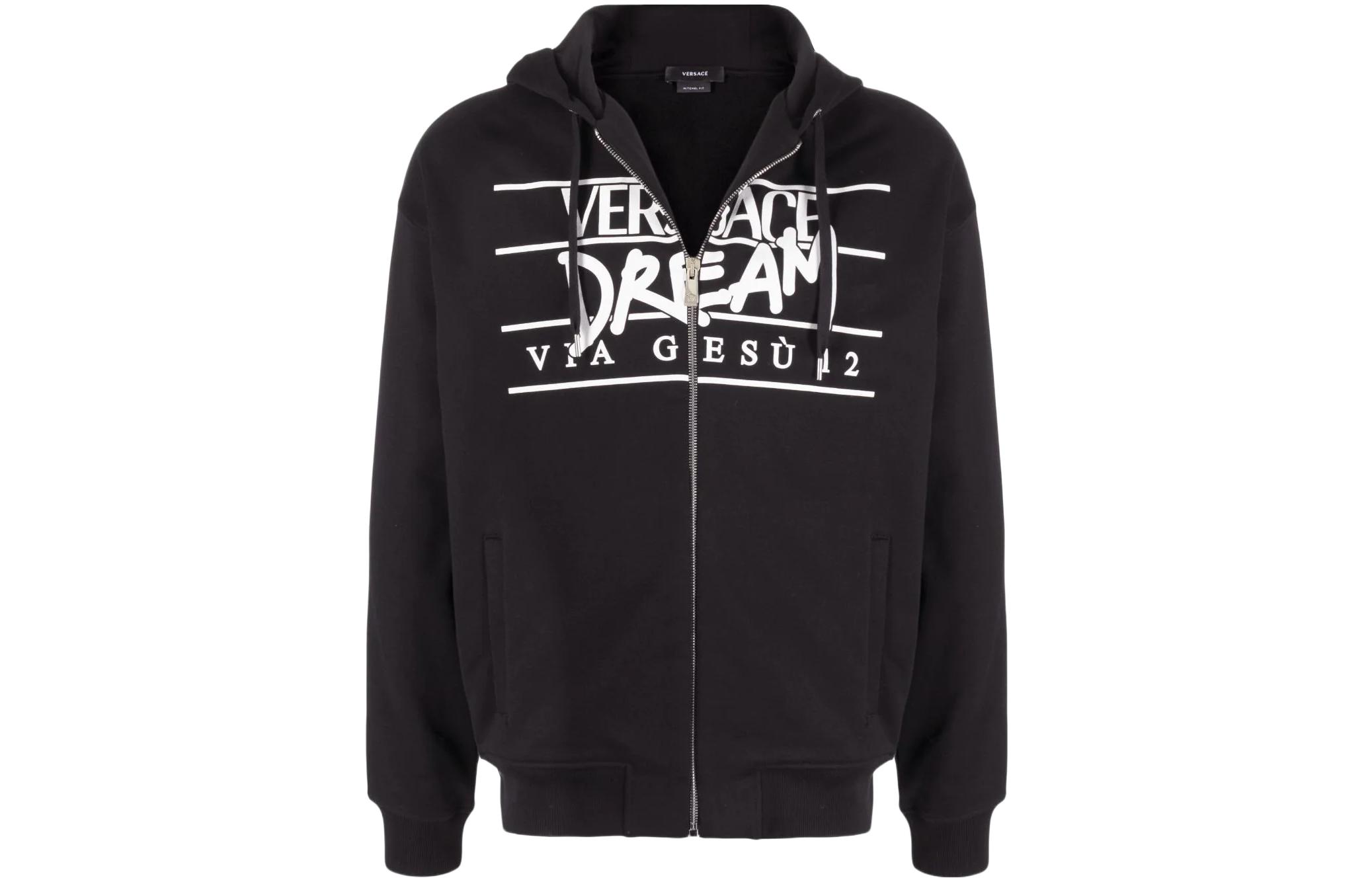 VERSACE SS22  Black Logo Graphic Print Zip-Up Hoodie. 1005203-1A03493-1B000 圖 2