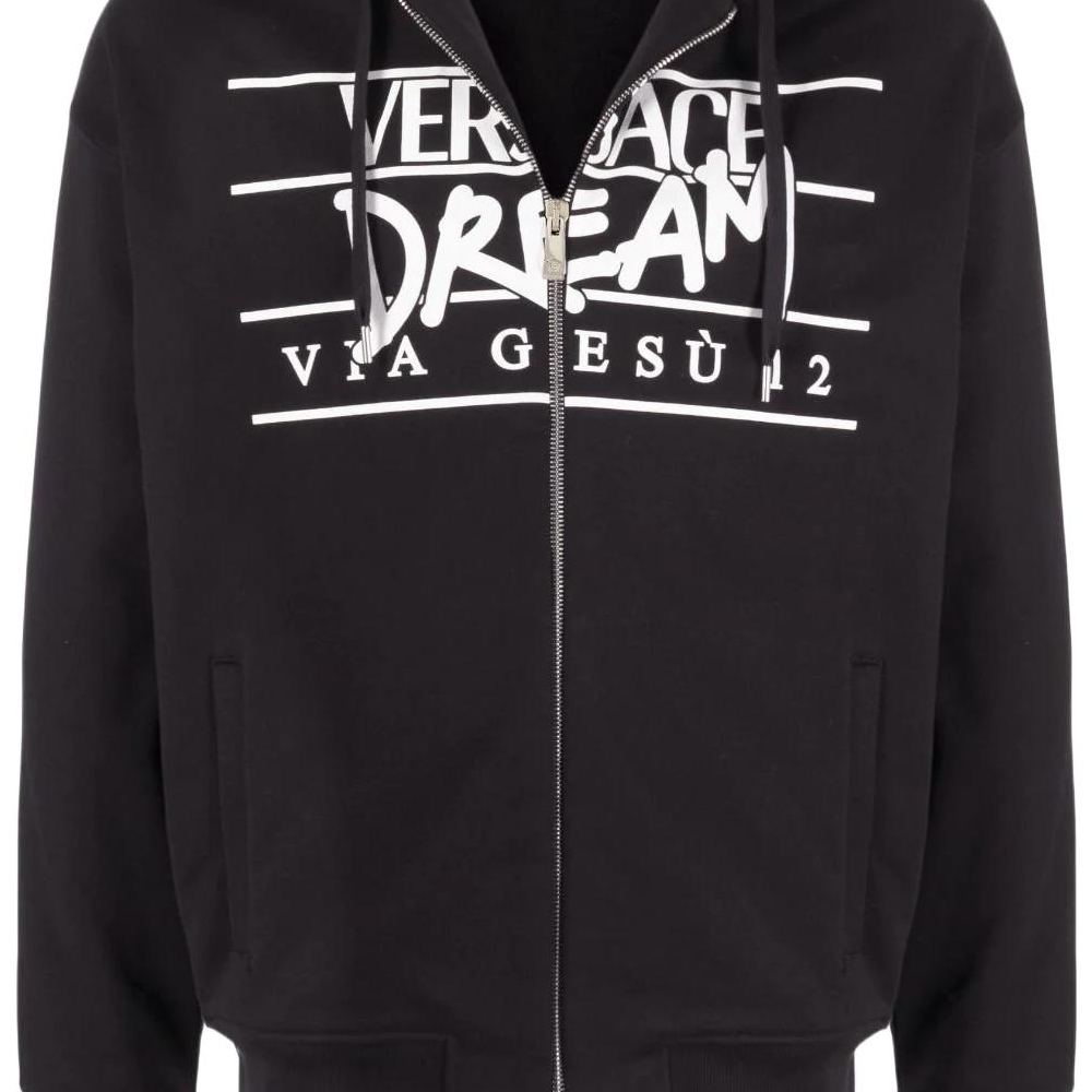 VERSACE SS22  Black Logo Graphic Print Zip-Up Hoodie. 1005203-1A03493-1B000 圖 6