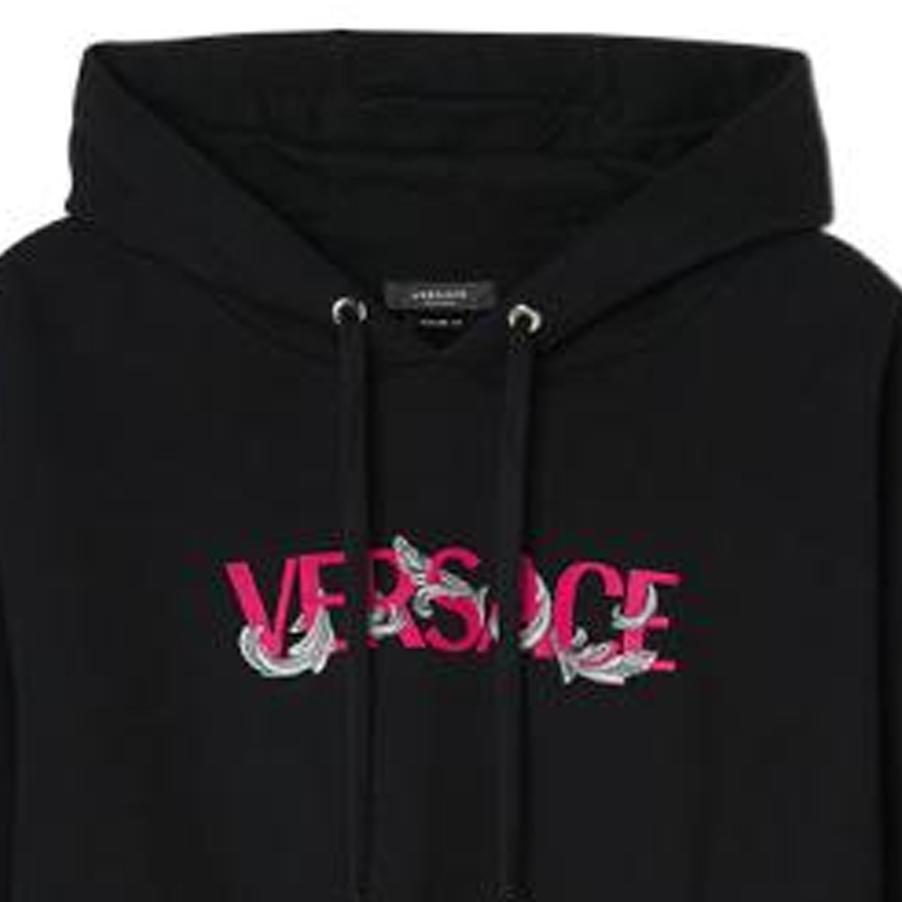 Details for VERSACE SS22 Hoodie Hitam Logo Print Pullover. 1006498-1A04509-1B000