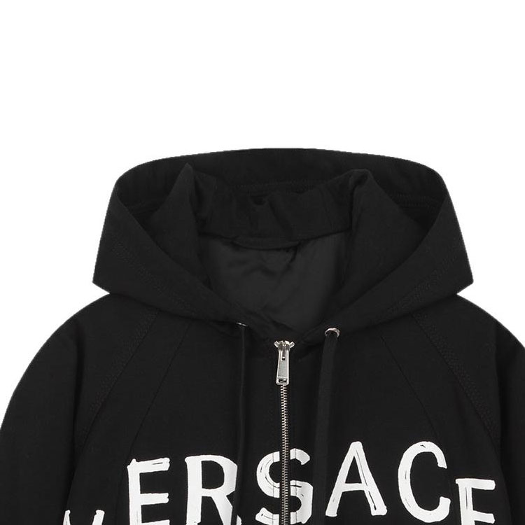VERSACE SS22  Black Logo Print Zip-Up Hoodie Jacket. A89026-1F00930-1B000 圖 6