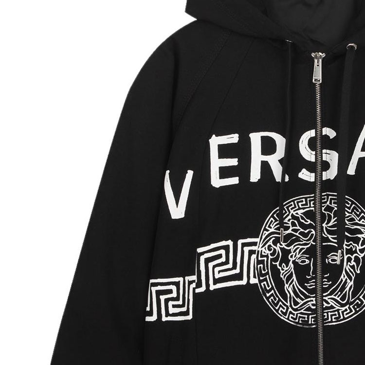 VERSACE SS22  Black Logo Print Zip-Up Hoodie Jacket. A89026-1F00930-1B000 圖 7