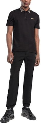 VERSACE SS22 Black Polo Shirt with Logo Embroidered Collar. 1006038-1A04132-1B000 Lookbook VERSACE SS22 Black Polo Shirt with Logo Embroidered Collar. 1006038-1A04132-1B000