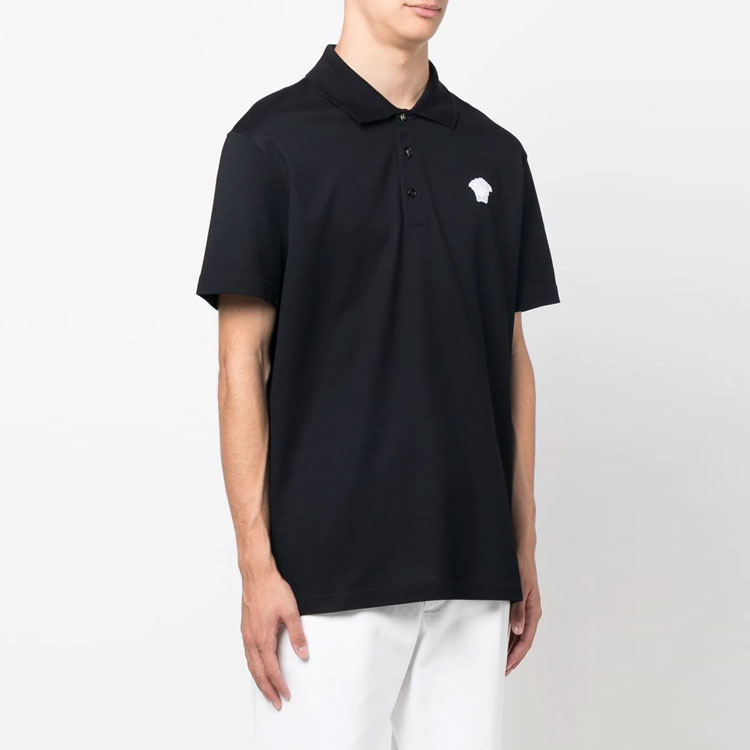 Shop 范思哲 SS22 黑色纯色刺绣标志 Polo 衬衫 A87427-1A04869-2U220