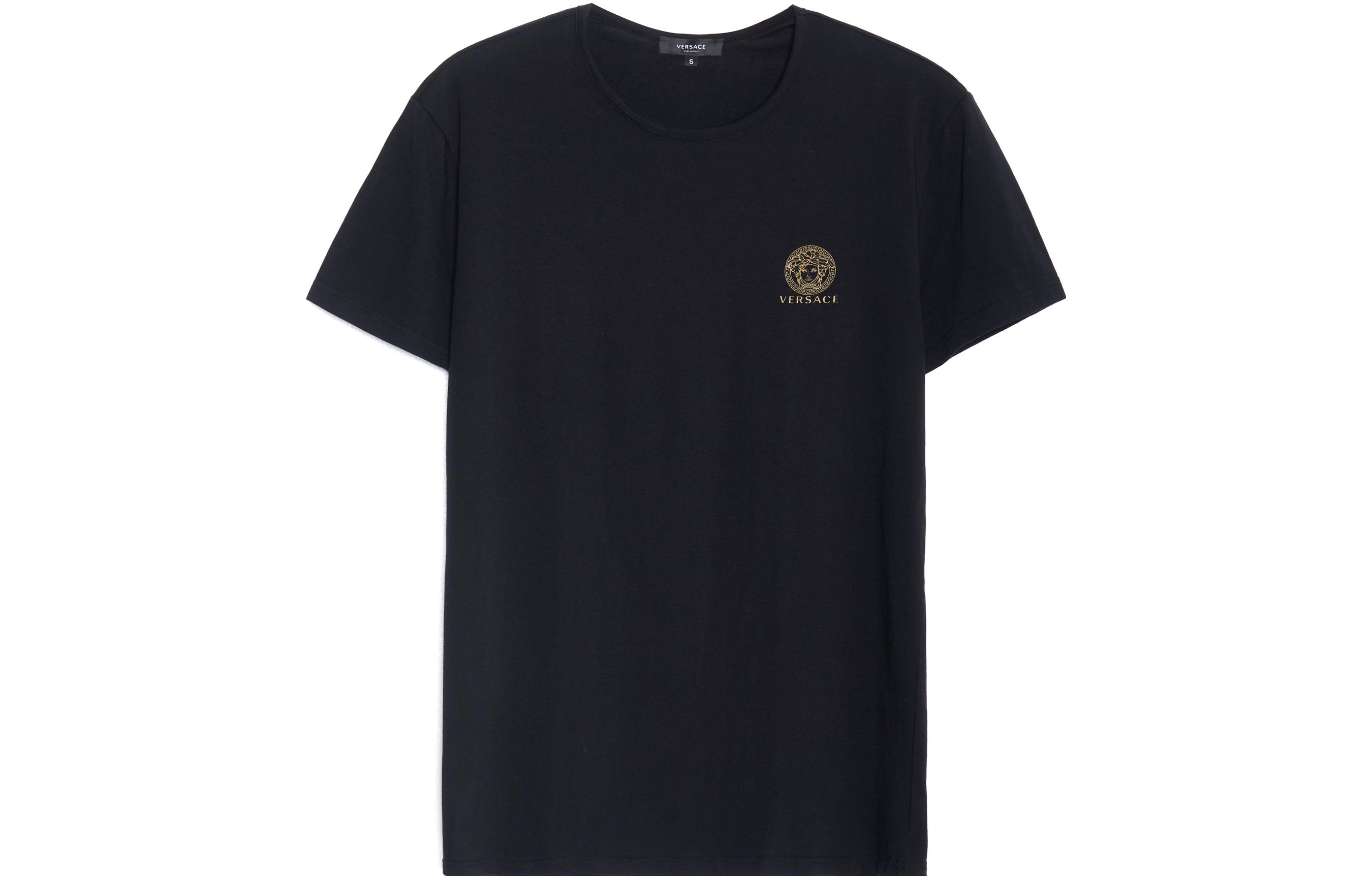 VERSACE SS22  Black Printed Crewneck Short Sleeve T-Shirt A232741-AUU0100-5A1008