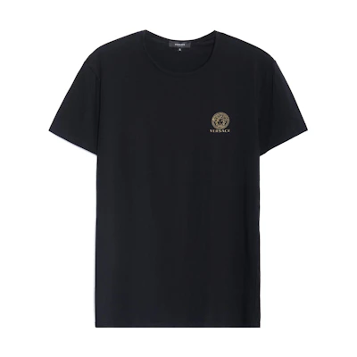 VERSACE SS22 Black Printed Crewneck Short Sleeve T-Shirt A232741-AUU0100-5A1008