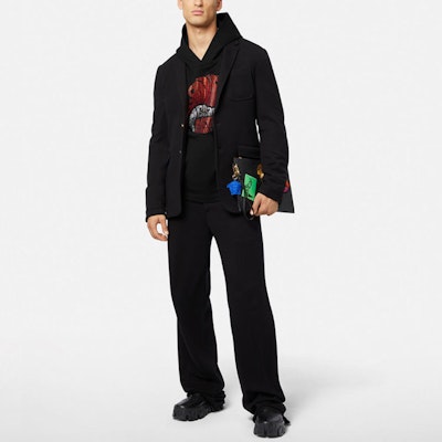 VERSACE SS22 Black Pullover Sweatshirt with Letter Print. 1003387-1A02345-1B000 Purchase VERSACE SS22 Black Pullover Sweatshirt with Letter Print. 1003387-1A02345-1B000