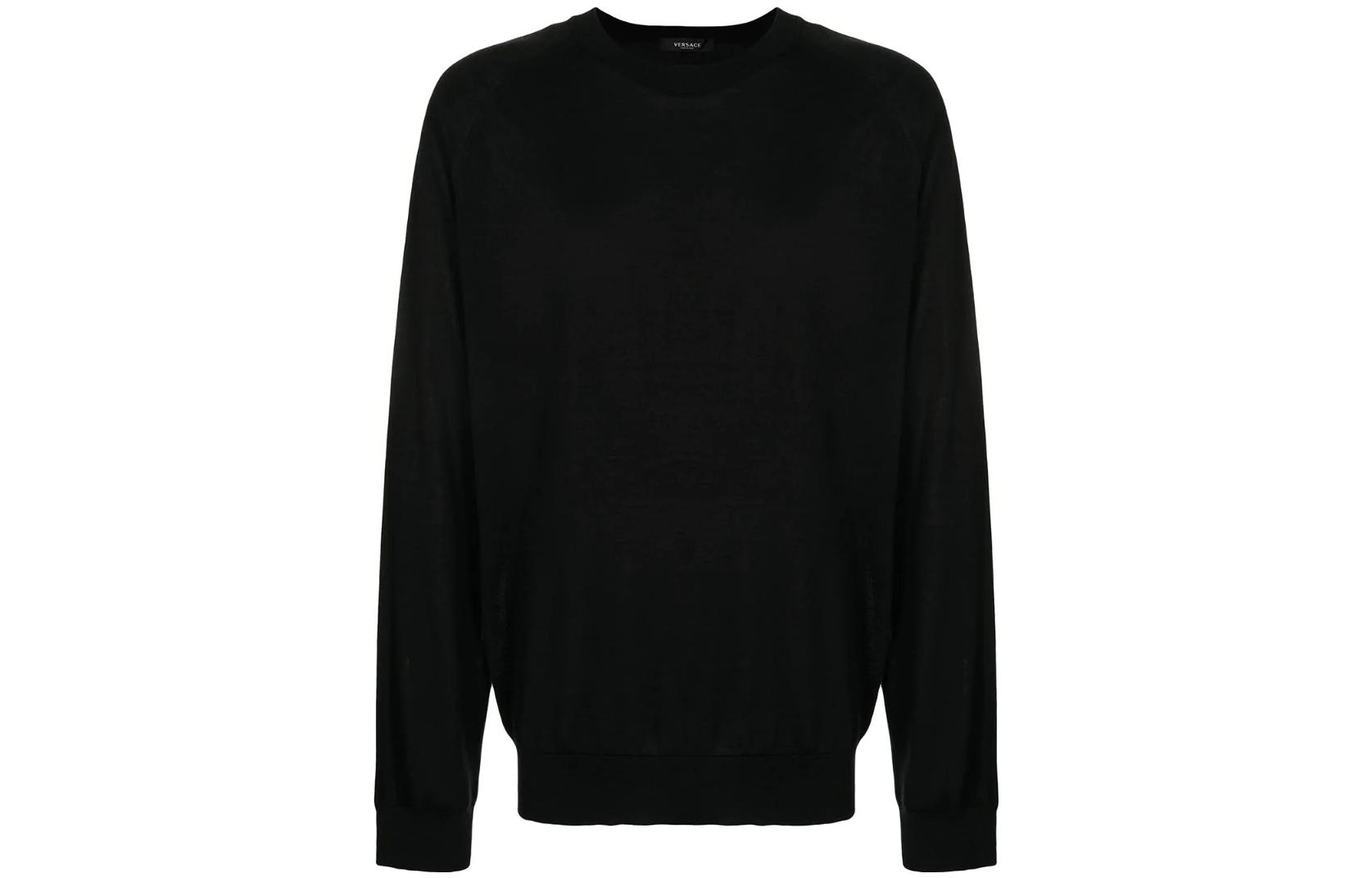 Versace SS22  Black Solid Color Wool Crewneck Sweater 1001174-1A00796-2B200 圖 2