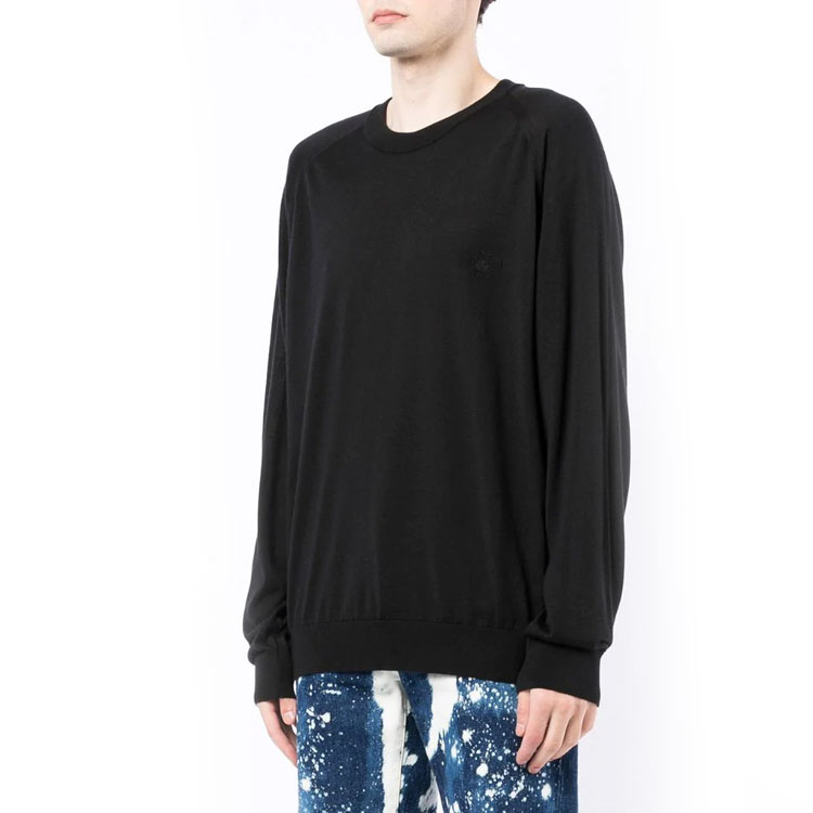 Versace SS22  Black Solid Color Wool Crewneck Sweater 1001174-1A00796-2B200 圖 5