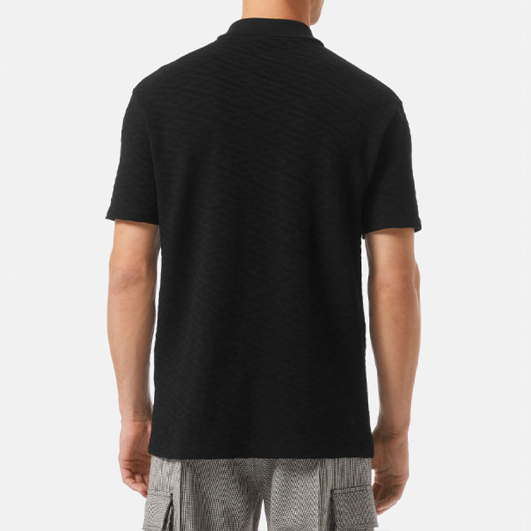 Purchase VERSACE SS22  Black Solid Minimalist Short Sleeve Polo Shirt 1006469-1A04468-1B000