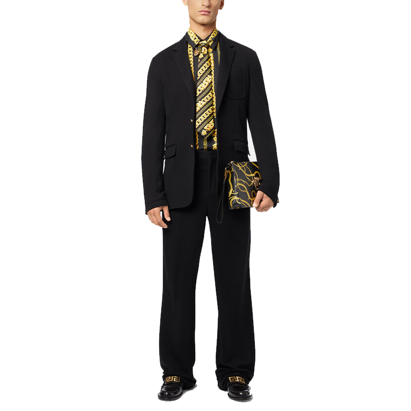 Lookbook VERSACE SS22  Black Straight-Cut Relaxed Casual Trousers. 1003398-1A02387-1B000
