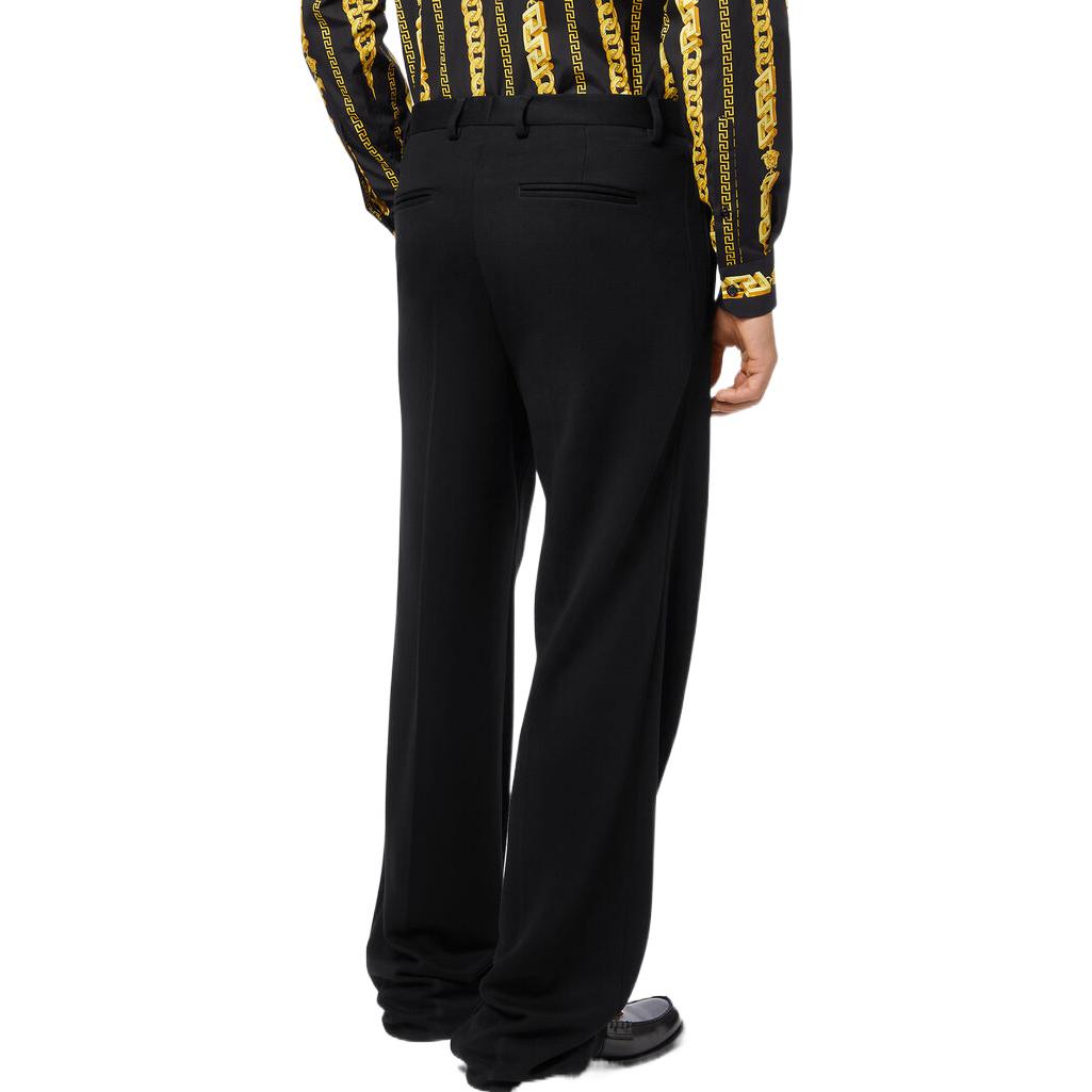 Purchase VERSACE SS22  Black Straight-Cut Relaxed Casual Trousers. 1003398-1A02387-1B000