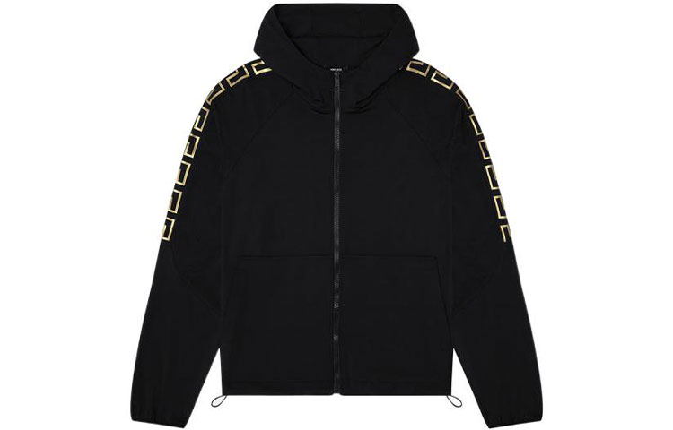 Order VERSACE SS22 黑色拉鍊連帽外套夾克。 1003740-1A02574-1B000