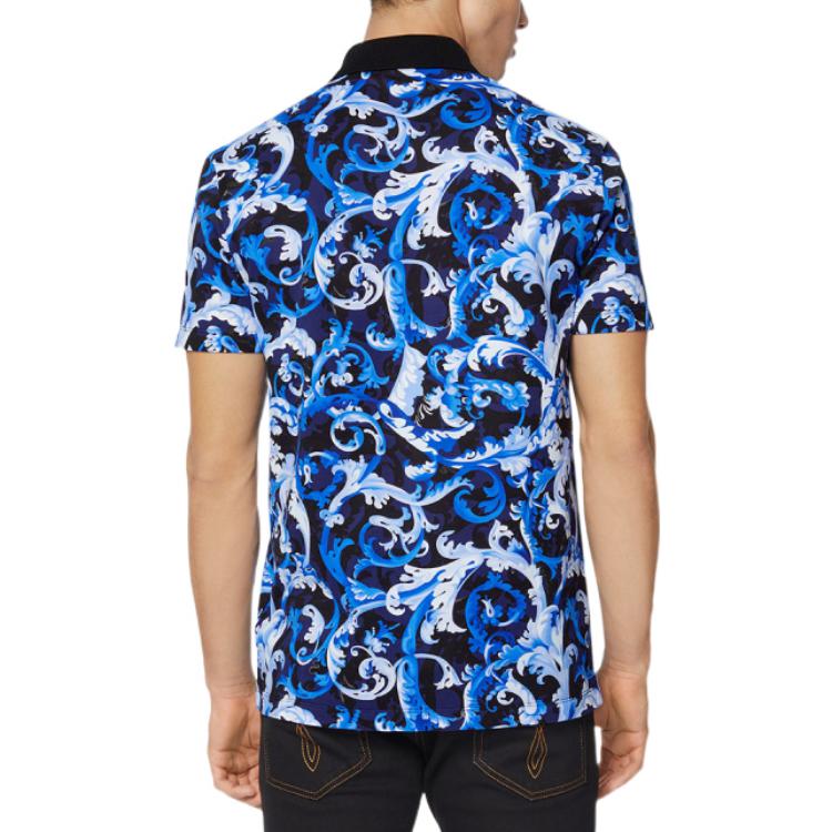 Lookbook VERSACE SS22  Blue Graffiti Letter Print Relaxed Fit Polo Shirt 1001900-1A01542-5U040
