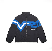 VERSACE SS22 Blue Letter-Print Zip-Up Cotton Jacket. 1003640-1A02512-1U830 VERSACE SS22 Blue Letter-Print Zip-Up Cotton Jacket. 1003640-1A02512-1U830