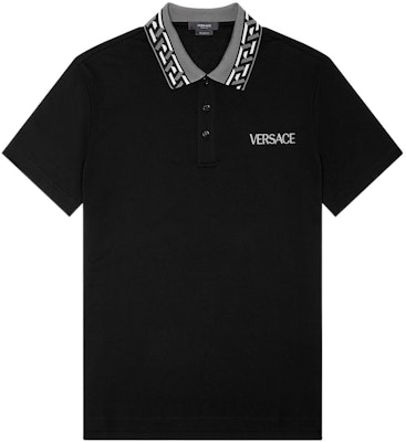 VERSACE SS22 Logo Embroidered Polo Shirt Black 1A01875-1002545-1B000 Order VERSACE SS22 Logo Embroidered Polo Shirt Black 1A01875-1002545-1B000