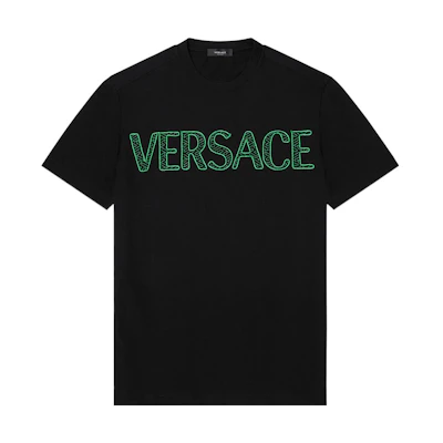 VERSACE SS22 Logo Embroidered T-Shirt Black. 1003914-1A02786-1B000