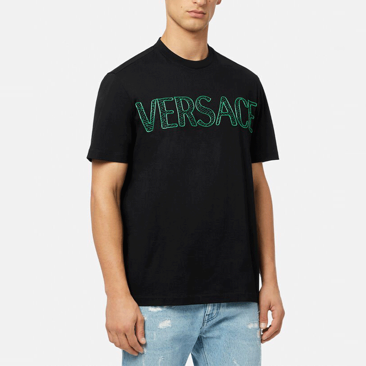 VERSACE SS22  Logo Embroidered T-Shirt Black. 1003914-1A02786-1B000 圖 5