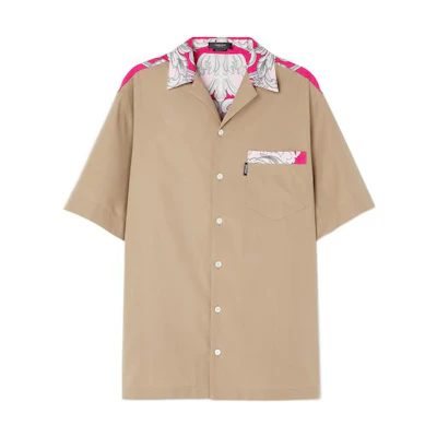 VERSACE SS22 Multicolor Baroque Print Short Sleeve Shirt. 1006386-1A04360-5P470