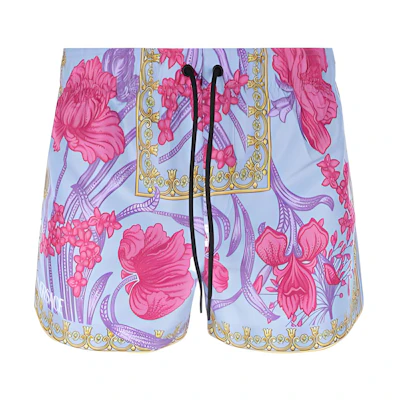 VERSACE SS22 Pink Floral Print Swim Shorts. 1002516-1A03770-5V250