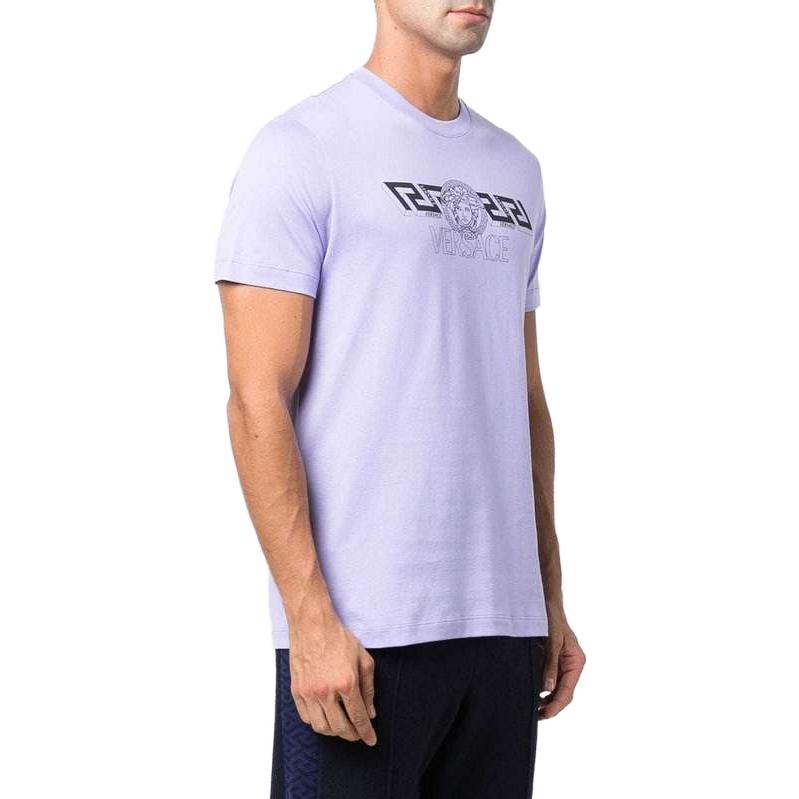 Shop VERSACE SS22 紫色美杜莎印花圓領T恤 1003906-1A02800-1L720