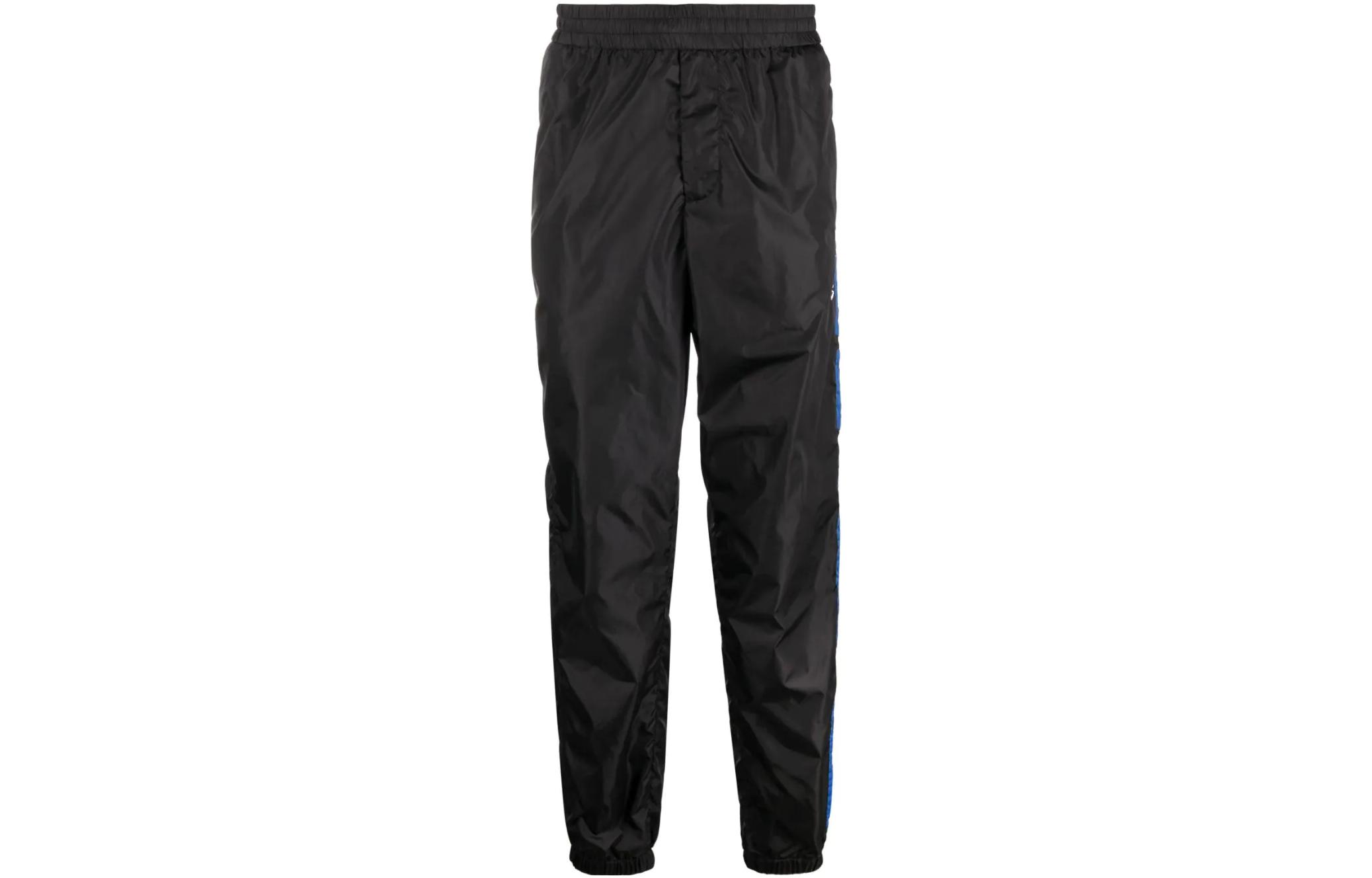 Versace SS22  Solid Elastic Waist Slim-Fit Casual Pants Black. 1003642-1A02513-1B000