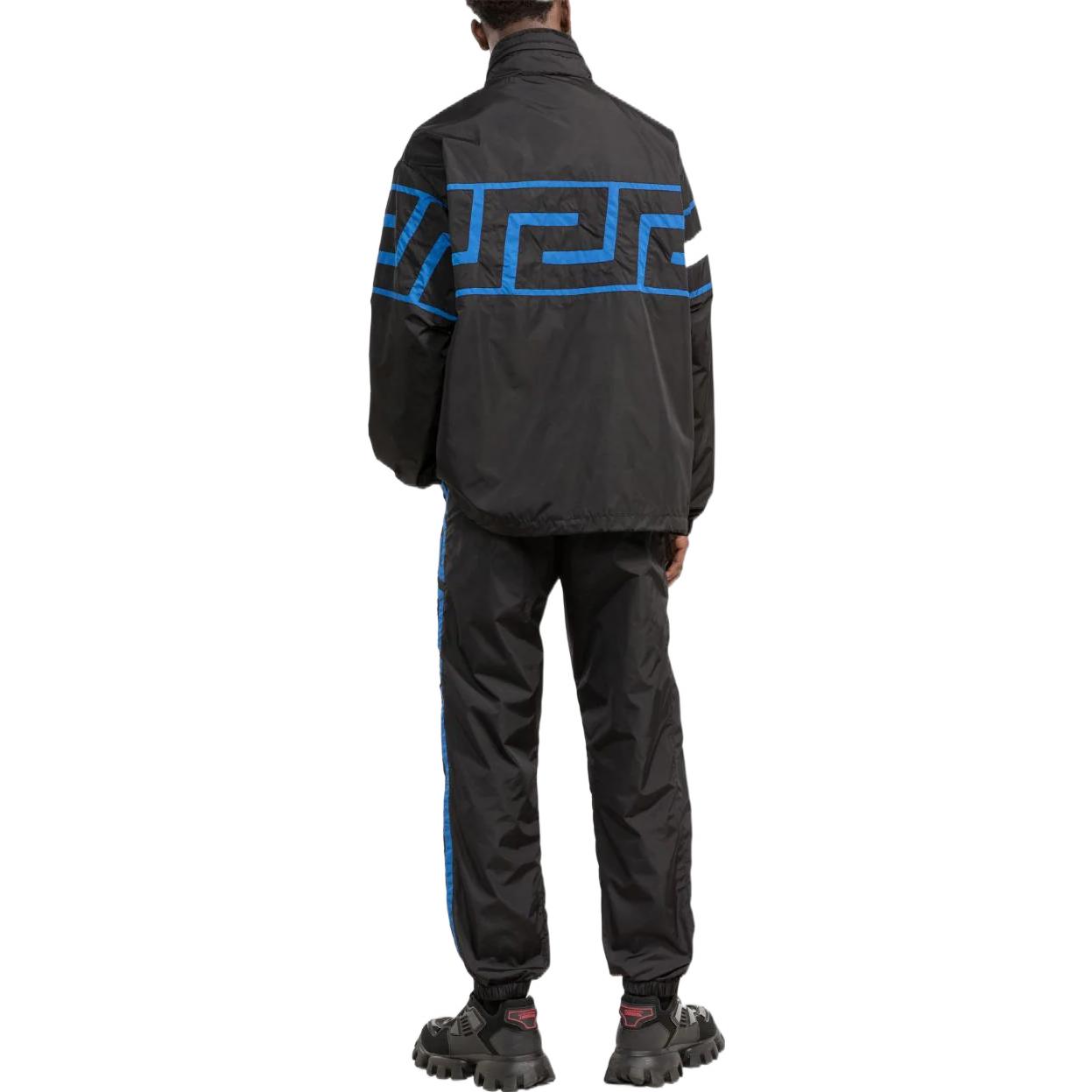 Shop Versace SS22  Solid Elastic Waist Slim-Fit Casual Pants Black. 1003642-1A02513-1B000