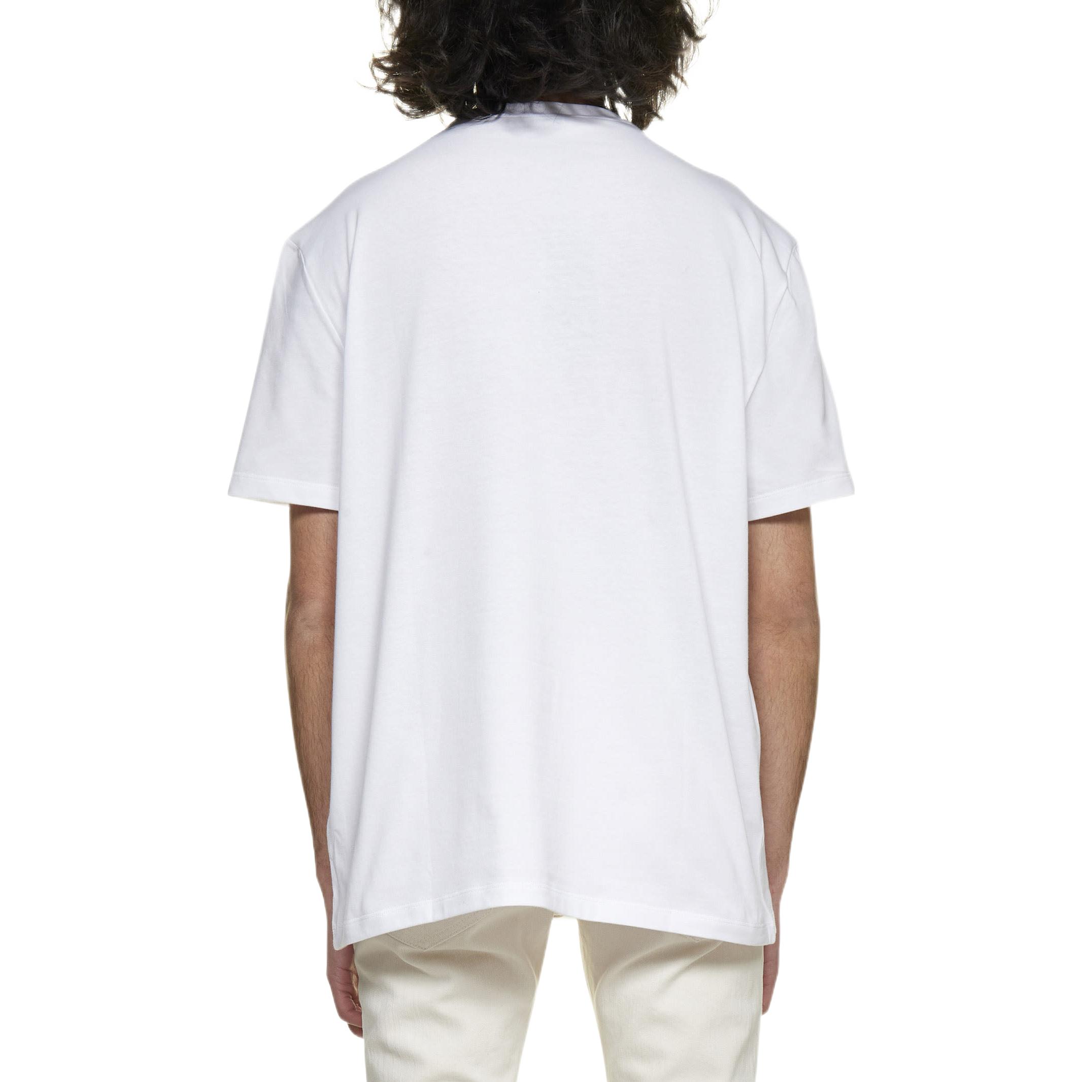 Shop VERSACE SS22  White Letter Print Crew Neck T-Shirt 1005783-1A04025-1W000