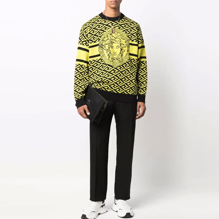 Versace SS22  Yellow Crewneck Slim Fit Pullover Long Sleeve Sweater 1003621-1A02495-5Y090 圖 3