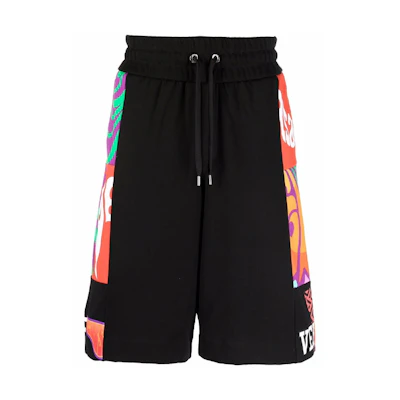 VERSACE SS22 Abstract Print Cotton Shorts Casual Black 1004003-1A02869-5B020