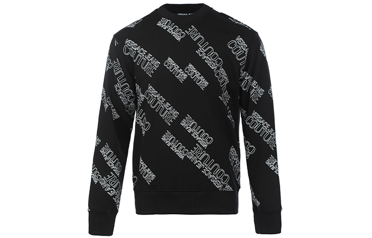 Versace SS22 All-Over Letter Print Pullover Sweatshirt Men’s Black 72GAI3R3-FS015-899