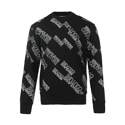 Versace SS22 All-Over Letter Print Pullover Sweatshirt Men’s Black 72GAI3R3-FS015-899