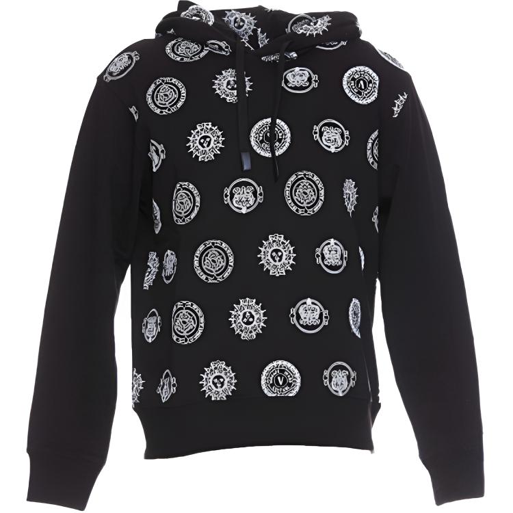 Versace SS22 All-Over Print Front Pullover Sweatshirt Men’s Black 72GAI3H-9FS01-8899