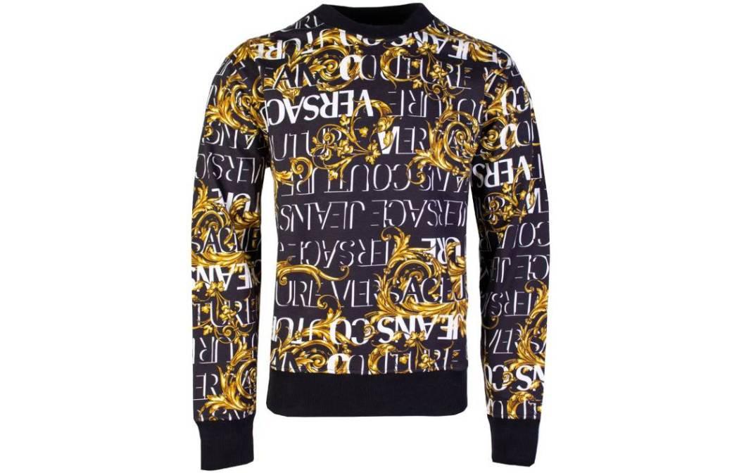 Versace SS22 Allover Letter Print Crewneck Sweatshirt Yellow - 23AP147-148
