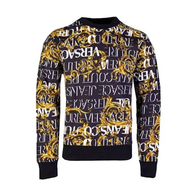 Versace SS22 Allover Letter Print Crewneck Sweatshirt Yellow - 23AP147-148