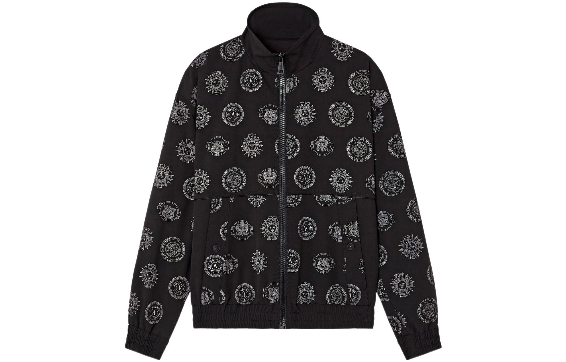 Versace SS22 Allover Logo Stand Collar Loose Jacket Black E72GAS411-ENS125-E899