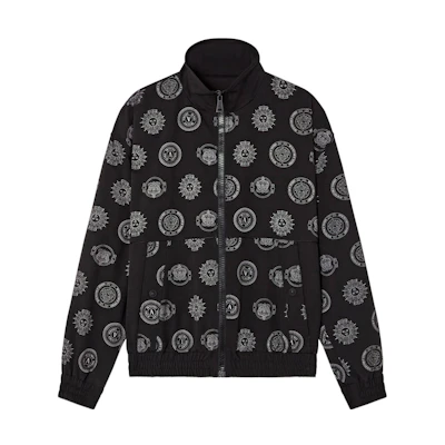 Versace SS22 Allover Logo Stand Collar Loose Jacket Black E72GAS411-ENS125-E899
