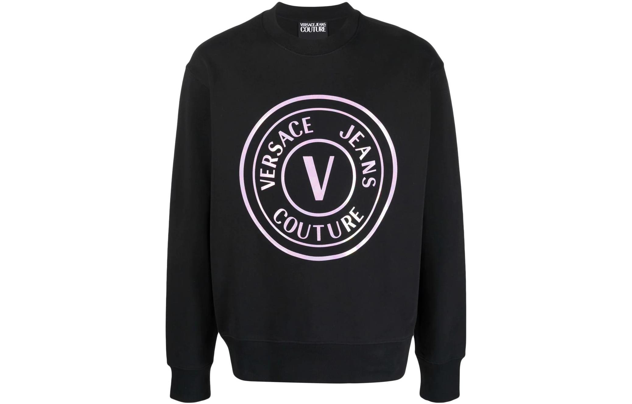 Versace SS22 Alphabet Print Crewneck Sweatshirt Black 72GAIP01-CF06P-OT6
