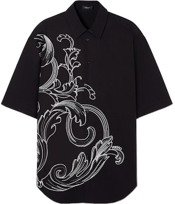 VERSACE SS22 巴洛克刺繡寬鬆短袖襯衫 黑色 男款 1006061-1A04369-2B020 Buy VERSACE SS22 巴洛克刺繡寬鬆短袖襯衫 黑色 男款 1006061-1A04369-2B020