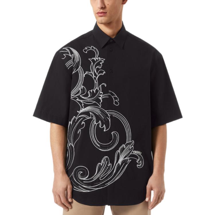 Lookbook VERSACE SS22 巴洛克刺繡寬鬆短袖襯衫 黑色 男款 1006061-1A04369-2B020