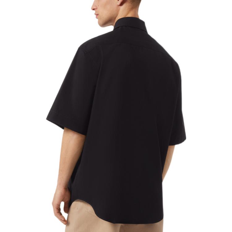 Shop VERSACE SS22 巴洛克刺繡寬鬆短袖襯衫 黑色 男款 1006061-1A04369-2B020