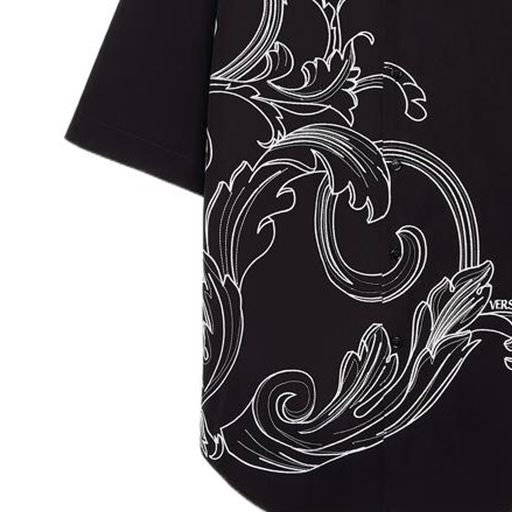 Details for VERSACE SS22 巴洛克刺繡寬鬆短袖襯衫 黑色 男款 1006061-1A04369-2B020