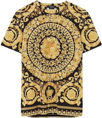 베르사체 SS22 바로크 골드 프린트 반팔 티셔츠 패션 1006662-1A04612-5B000 Order 베르사체 SS22 바로크 골드 프린트 반팔 티셔츠 패션 1006662-1A04612-5B000